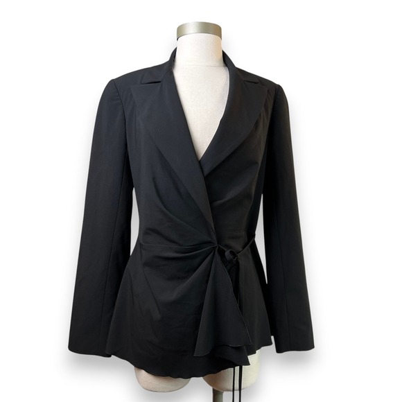 Trina Turk Jackets & Blazers - Trina Turk Draped Side Tie Wrap Blazer Jacket Womens Size 2 Black Minimalist
